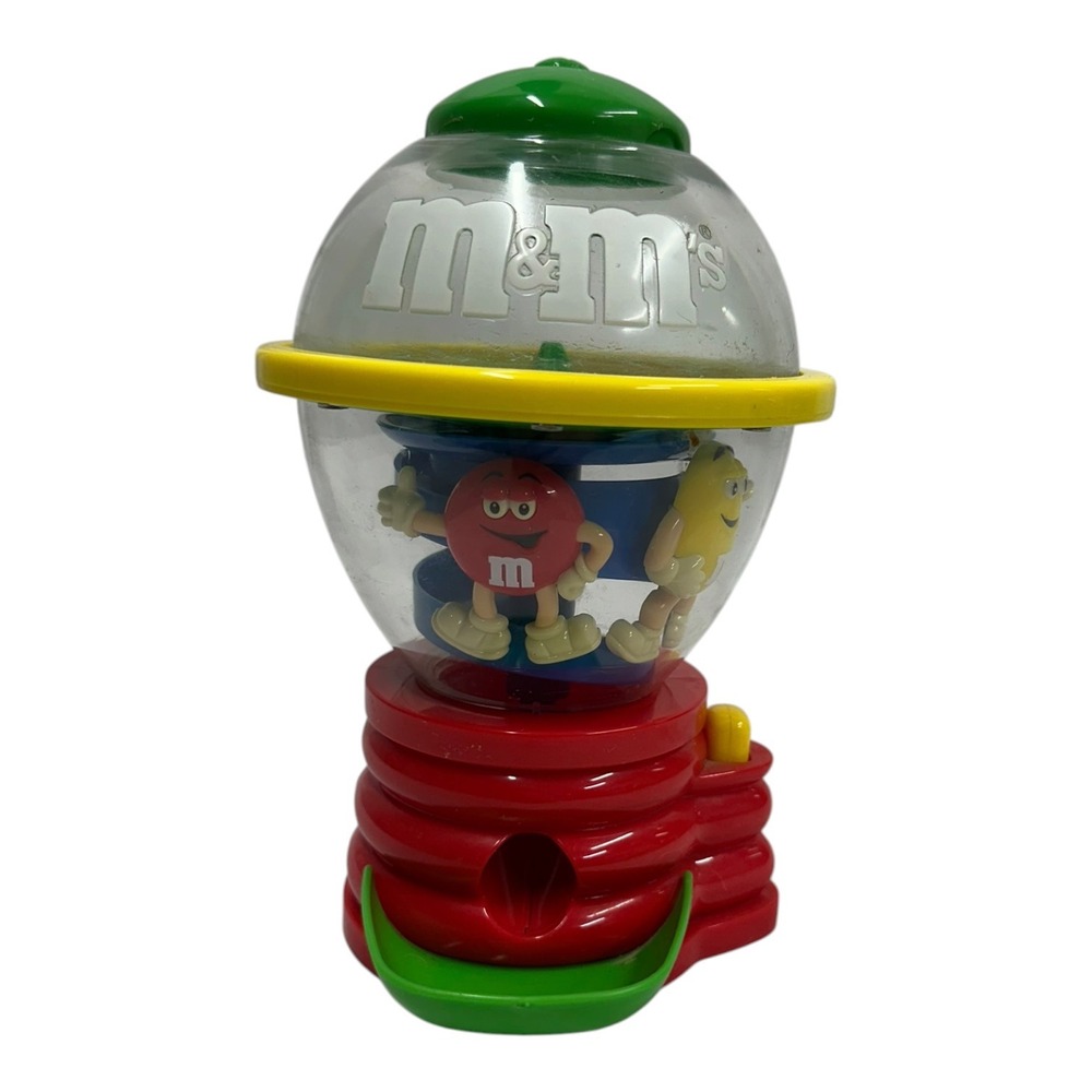 M&Ms Candy Dispenser Spiral Slide Red and Yellow Characters Vintage Collectible
